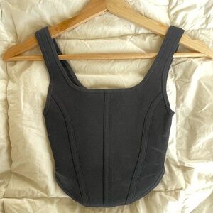 Babaton Black Square Neck Sleeveless Tank Top